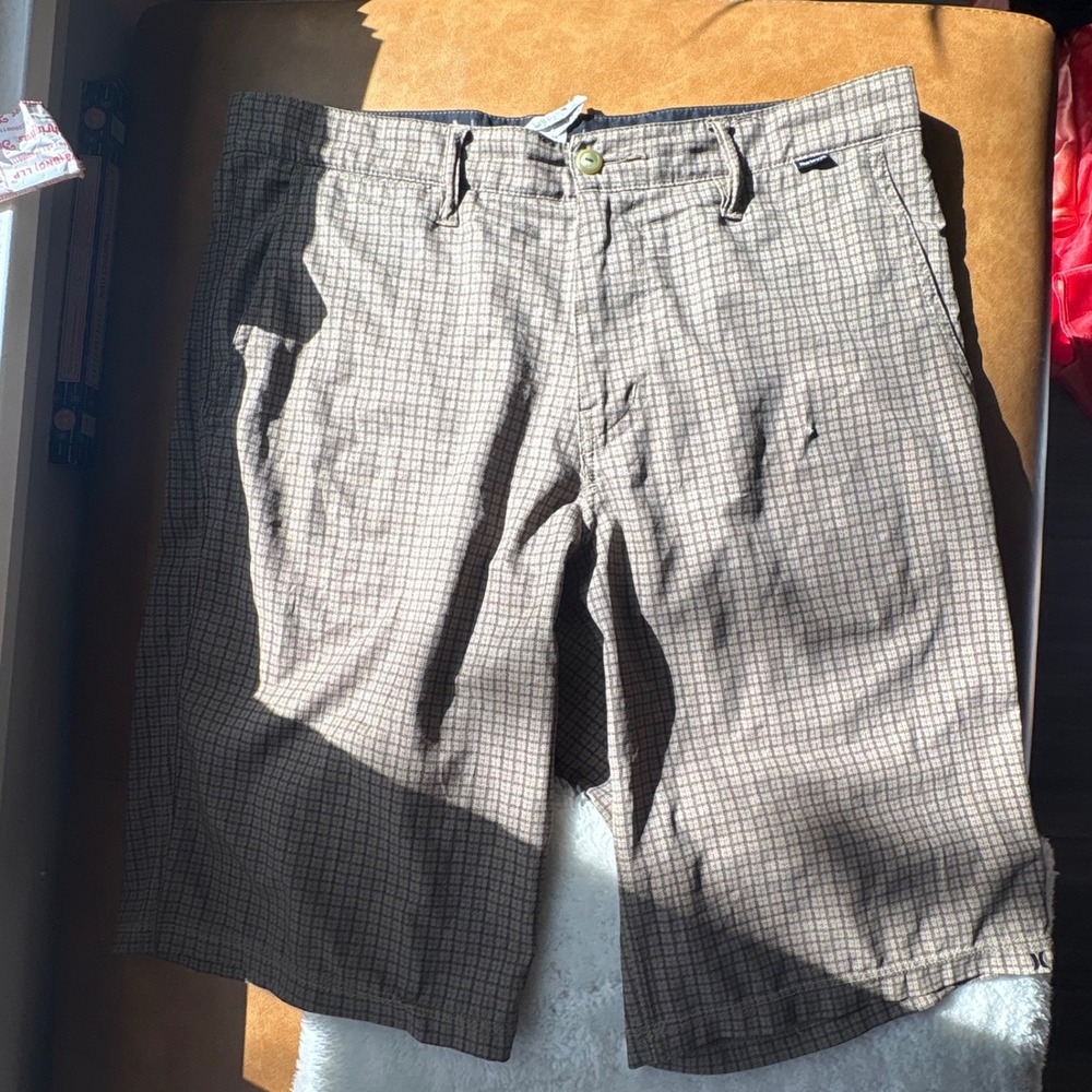 Hurley Phantom Mens Hybrid Shorts 31 Brown Plaid Walkshorts MW610PH1